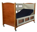 Sleep Safe Tall Bed Side View Wooden Finish Dual View With Cream Padding Around Windows
