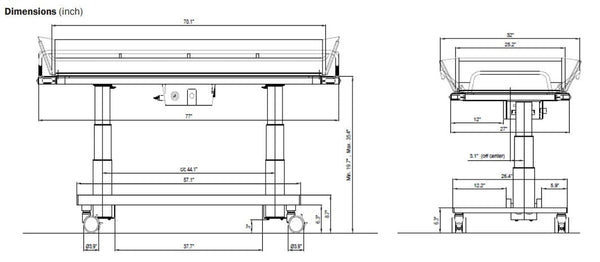TR Equipment Shower Bed for Bariatric Patients - TR3200 Battery Operated