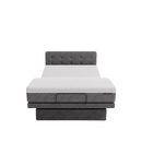 The Dawn House Bed Front Centered View Gray Slate Color With Mattress And Headboard In The Head And Leg Articulated Position