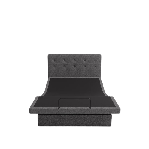 The Dawn House Bed Front Centered View Gray Slate Color Without Mattress And With Headboard In The Head And Leg Articulated Position