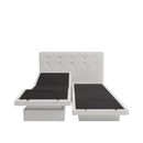 The Dawn House Bed Front Centered View Ivory Color In The Split King Configuration Without Mattress And With Headboard In The Head And Leg Articulated Position