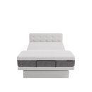 The Dawn House Bed Front Centered View Ivory Color With Mattress And Headboard In The Head And Leg Articulated Position