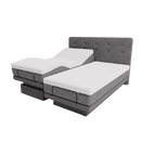 The Dawn House Bed Front View Gray Slate Color In The Split King Configuration With Mattress And Headboard In The Head And Leg Articulated Position