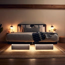 The Dawn House Bed Front View Gray Slate Color Split King With Mattress Headboard And Underbed Lighting