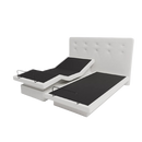 The Dawn House Bed Front View Ivory Color In The Split King Configuration Without Mattress And With Headboard In The Head And Leg Articulated Position