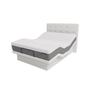 The Dawn House Bed Front View Ivory Color With Mattress And Headboard In The Head And Leg Articulated Position