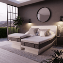 The Dawn House Bed Front View Ivory Color With Mattresses Split King