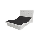 The Dawn House Bed Front View Ivory Color Without Mattress And With Headboard In The Head And Leg Articulated Position