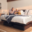 The Dawn House Bed Gray Slate Color Split King With Mattress And Headboard Elderly Couple Reading To Child