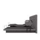The Dawn House Bed Left Side View Gray Slate Color In The Split King Configuration Without Mattress And With Headboard And Side Rail In The Head And Leg Articulated Position