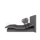 The Dawn House Bed Left Side View Gray Slate Color Without Mattress, With Headboard And Side Assist Rail In The Head And Leg Articulated Position