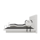 The Dawn House Bed Left Side View Ivory Color In The Split King Configuration Without Mattress And With Headboard And Side Rail In The Head And Leg Articulated Position