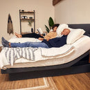 The Dawn House Bed Side View Gray Slate Color Split King With Mattress And Headboard