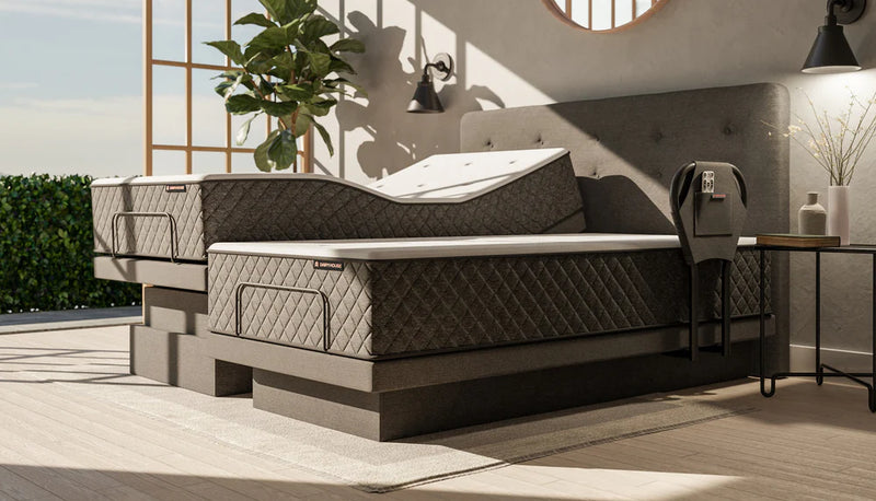 The Dawn House Bed Side View Gray Slate Color With Headboard And Side Rail Split King Size