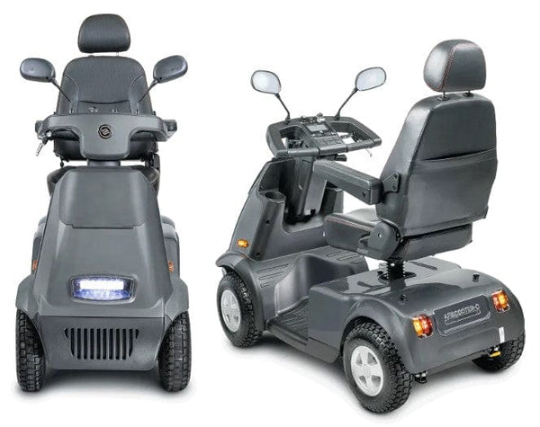 Two AFIKIM Afiscooter C4 Scooters Shown In The Dark Gray Color