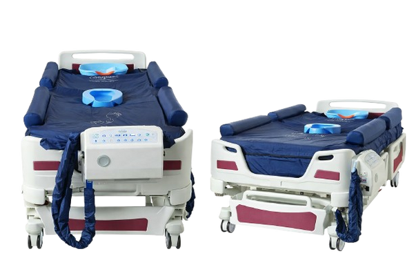 Two Images Of The ObboMed OB-1650 StandardAir Alternating Pressure Mattress Shown In The Flat Position 