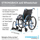 Upright Dimensions Of The Strongback 22S Ultra-Lightweight Wheelchair