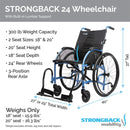 Upright Dimensions Of The Strongback 24 Ultra-Lightweight Wheelchair