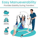 Vive Health Electric Patient Lift With A Person Being Assisted, Used In Homecare, Medical Facilities, And Nursing Homes