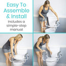 Woman Demonstrating How To Easily Assemble And Install The Vive Health Compact Toilet Rail