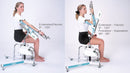 Woman In The Seated Position Side View Using The Kinetec 6080 Elbow CPM Machine Demonstrating The Different Angles Of The Machine