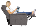Woman Shown Reading A Magazine In The Vive Health Lift Chair Shown In The Reclined Position