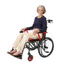 Woman Sitting In The Journey So Lite C2 Wheelchair Shown In Red Color