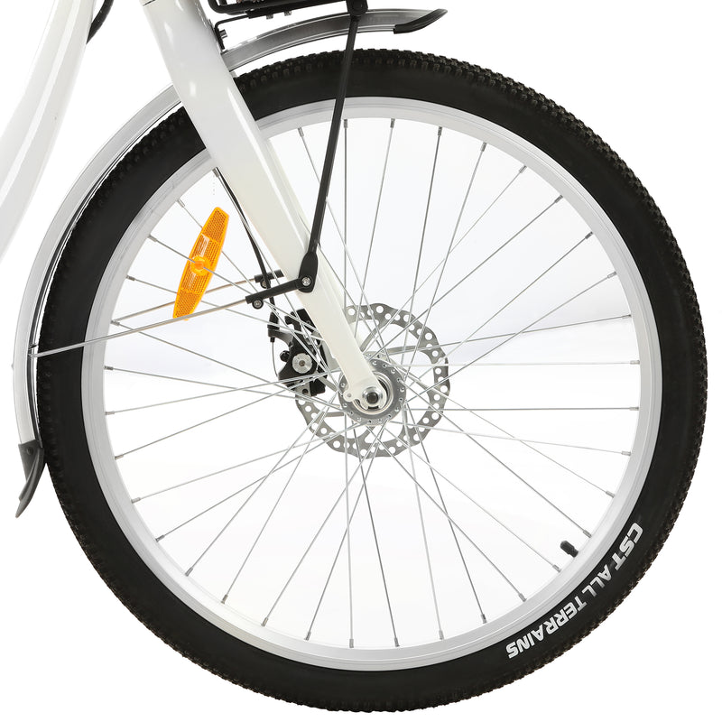 Ecotric 26inch Lark Electric City Bike With A Basket And Rear Rack