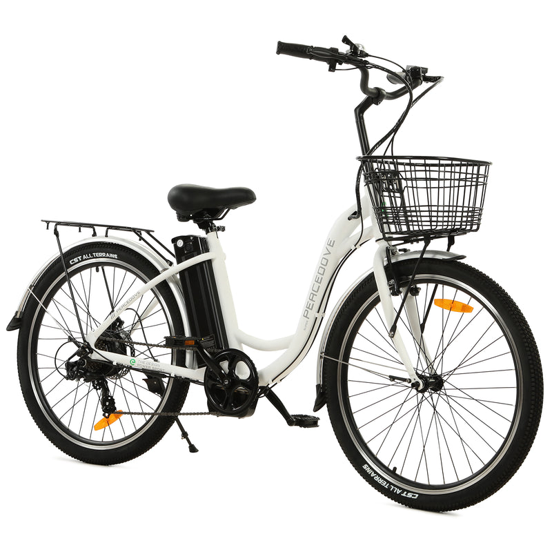 Ecotric Peacedove 26inch Electric City Bike With Basket And Rear Rack