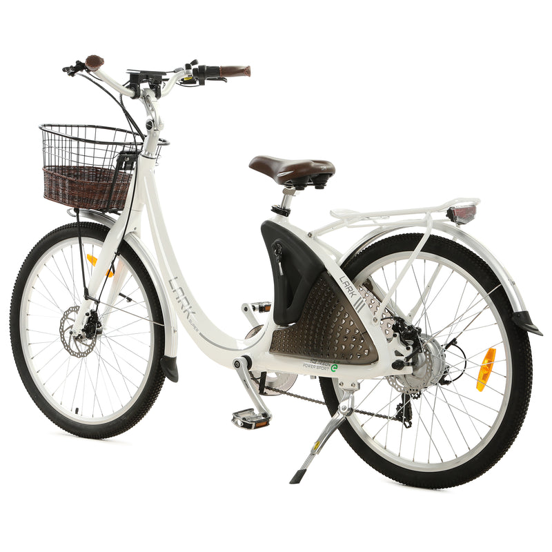Ecotric 26inch Lark Electric City Bike With A Basket And Rear Rack