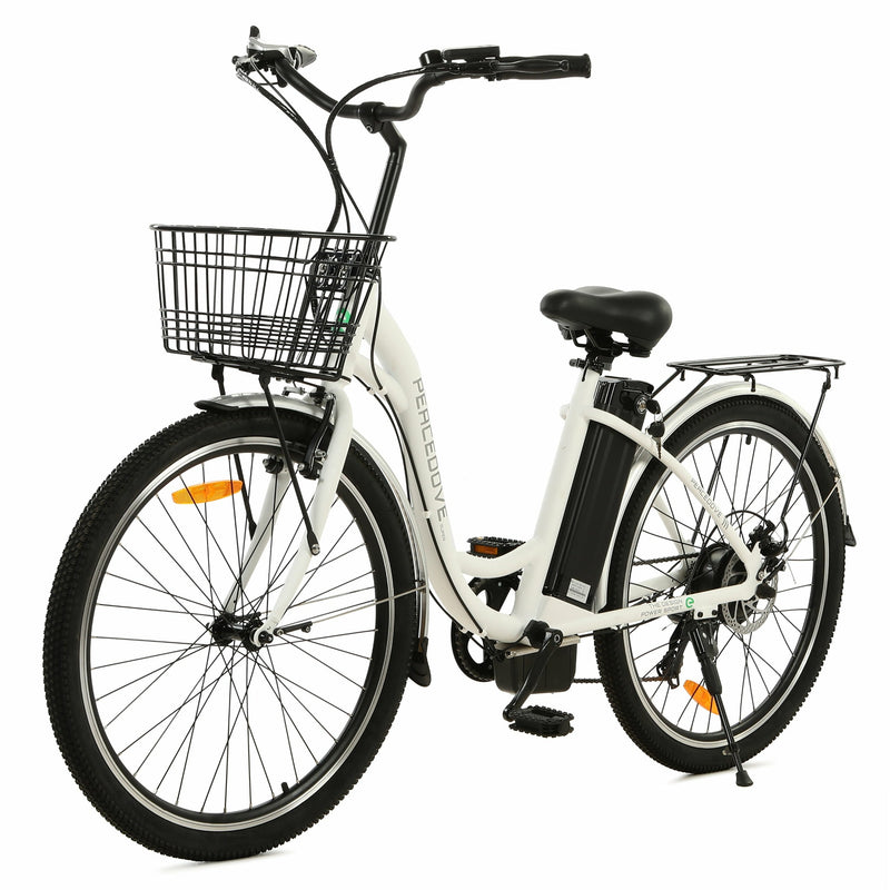Ecotric Peacedove 26inch Electric City Bike With Basket And Rear Rack