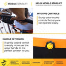 Close Up Image Of The Control Panel Of The Helix Mobile Stairlift With Text 'Intuitive Controls' And 'Handle Extension'