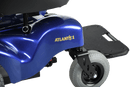 Close Up Side View Of The Merits Atlantis Heavy Duty Power Chair In Blue Color