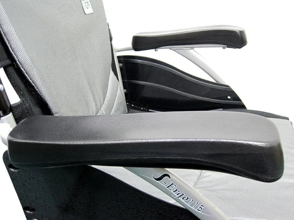 Close Up View Of The Armrests Of The Karman S-Ergo 115 Wheelchair Shown With Silver Frame
