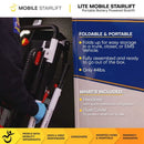 Close Up View Of The LITE Mobile Stairlift Being Carried Inside A Vehicle With Text 'Foldable And Portable' And 'Whats Included'
