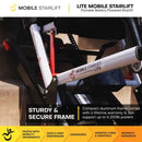 Close Up View Of The LITE Mobile Stairlift Frame With Text 'Sturdy And Secure Frame'