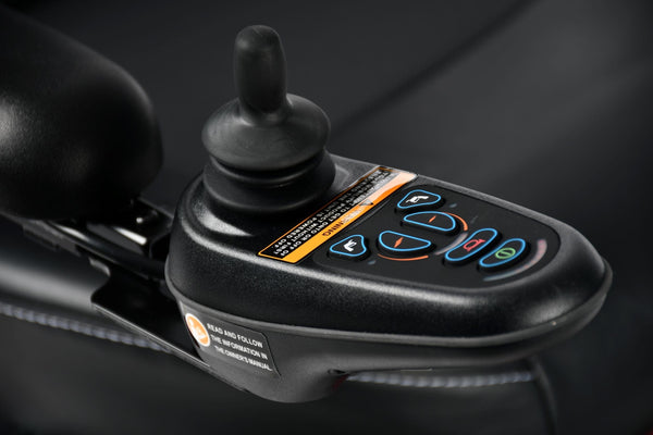 Close Up View Of The Merits Dualer Power Chair Joystick