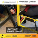 Close Up View Of The Rubber Tracks For The Genesis Mobile Stairlift With Text 'Heavy-Duty Rubber Tracks'