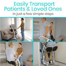 Collage Of Images Demonstrating The Steps To Transfer For The Vive Health Transport Stand Assist