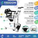 Diagram Of The Freedom Transfer Patient Lift Highlighting It's Key Uses