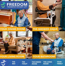 Four Different Images Of The Freedom Transfer Patient Lift Highlighting The Different Situations The Lift Can Be Used In