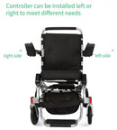 Front Centered View Of The Karman Tranzit-Go Electric Wheelchair Demonstrating The Joystick Can Be Moved From The Right Or Left Position