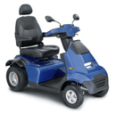 Front Right Side View Of The AFIKIM Afiscooter S4 Scooter Shown In The Blue Color