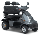 Front Right Side View Of The AFIKIM Afiscooter S4 Scooter Shown In The Dark Gray Color In The Dual Seat Configuration