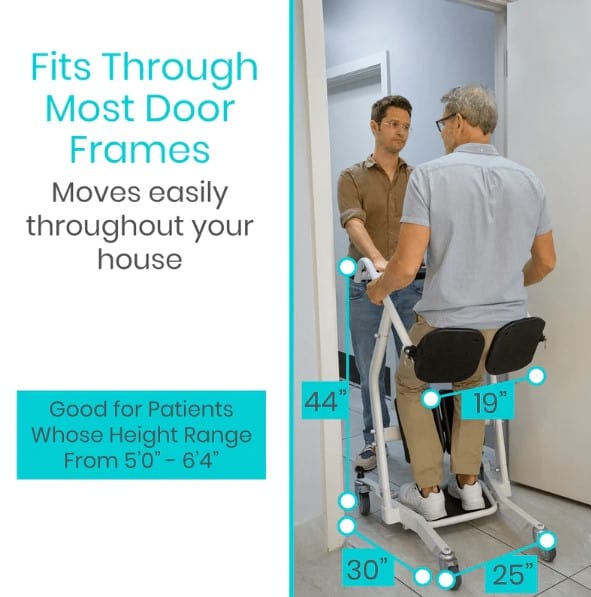 Image Highlighting The Compact Design And Dimensions For Vive Health Transport Stand Assist