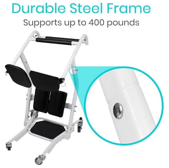 Image Highlighting The Durable Steel Frame Construction Of The Vive Health Transport Stand Assist