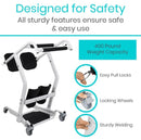 Image Highlighting The Safety Features Of The Vive Health Transport Stand Assist