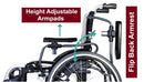 Left Side View Of The Karman S-Ergo 305 Wheelchair Shown With Pearl Silver Frame Demonstrating Its Height Adjustable And Flip Back Armrests 
