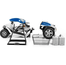 Left Side View Of The Tzora Titan 4 Hummer Medical Mobility Scooter Shown In The Disassembled Position In The Blue Color