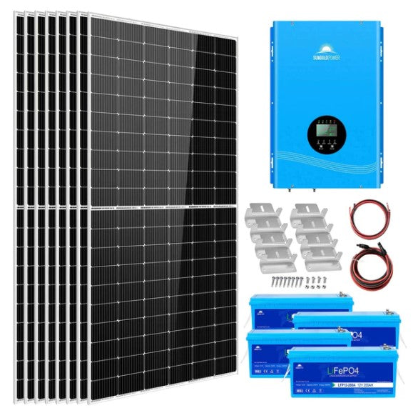 SunGoldPower Complete Off Grid Solar Kit 8000W 48V 120V Output 10.24KWH Lithium Battery 3600 Watts Solar Panel